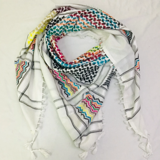 Traditional Palestinian Scarf. Cotton Keffiyeh, Shemagh, Hatta, 48 inches. Mixed Color. Made In Hebron Palestine. Neck Scarf . Color Mixed 5